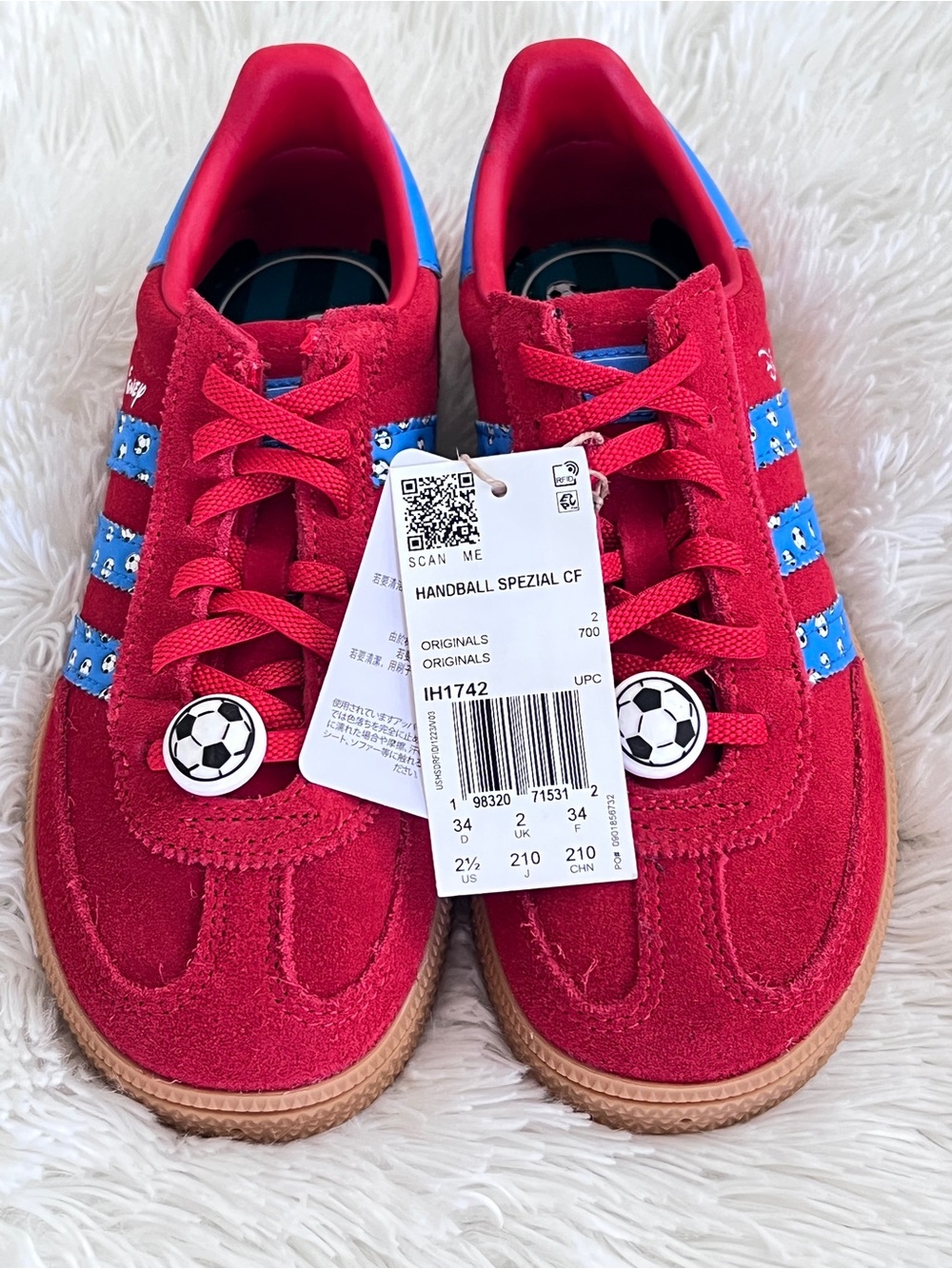 adidas Kids' Handball Spezial CF Sneakers - Red with Blue Stripes